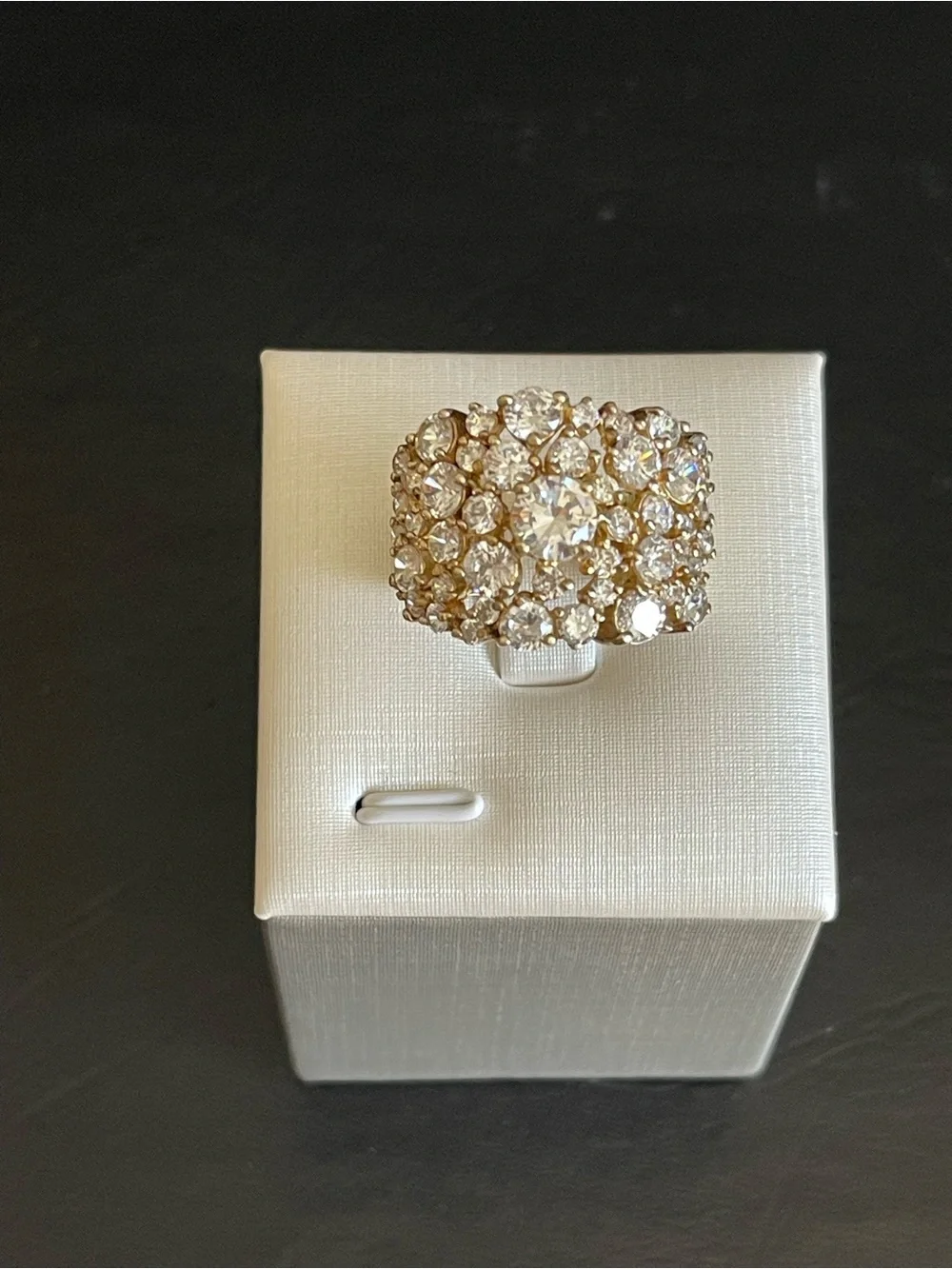 Gold over 925 sterling silver CZ Cluster  Ring.
